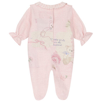 Baby Girls Pink Ruffled Babygrow